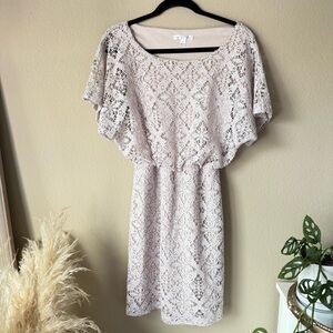 London Times Cream Nude Crochet Lace Dress Spring Easter Summer Cocktail Party